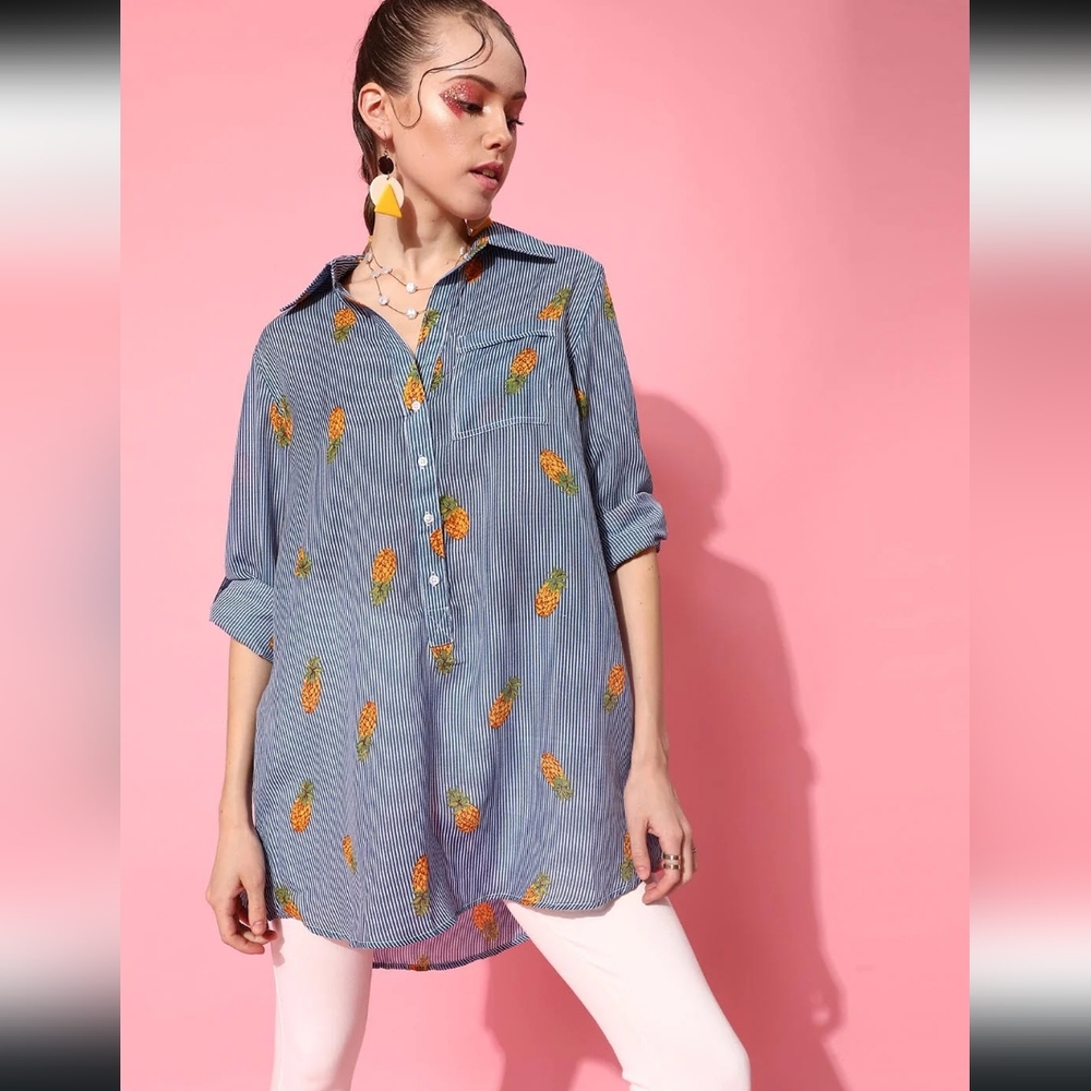 Pineapple Print Tunic Top